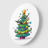 Grande Horloge Ronde Arbre de Noël mignon avec ornements (Angle)