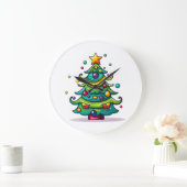 Grande Horloge Ronde Arbre de Noël mignon avec ornements (Maison)