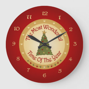 Grande Horloge Ronde Arbre de Noël Père Noël