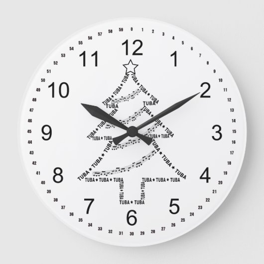 Grande Horloge Ronde Arbre de Noël Tuba Text (Recto)