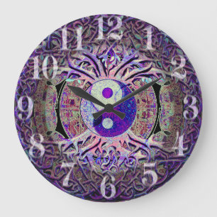 Grande Horloge Ronde Arbre de regard impressionnant de Yin Yang