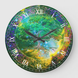 Grande Horloge Ronde Arbre de santé de la vie