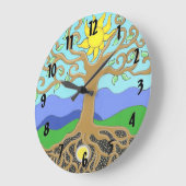 Grande Horloge Ronde Arbre de vie Mandala (Angle)