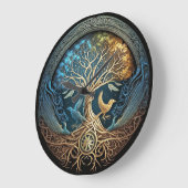 Grande Horloge Ronde Arbre de vie Yggdrasil (Angle)