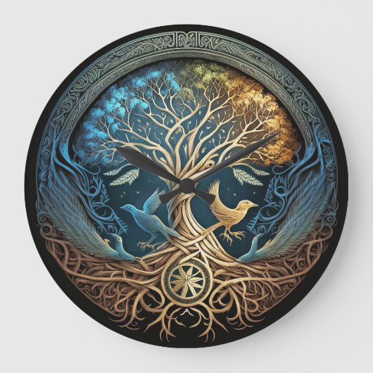 Grande Horloge Ronde Arbre de vie Yggdrasil (Recto)