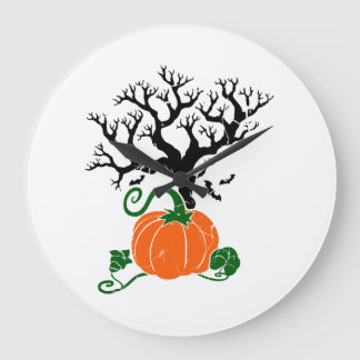 Grande Horloge Ronde arbre d'Halloween Chemises d'automne Sweatshirt d'