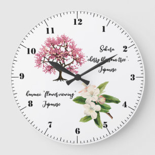 Grande Horloge Ronde Arbre en fleurs de cerisier
