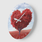 Grande Horloge Ronde Arbre en forme de coeur (Angle)