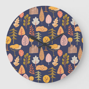 Grande Horloge Ronde Arbres multicolores : Vintage mi-automne