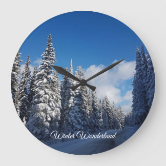 Grande Horloge Ronde arbres paisible paysage de neige apaisant hiver