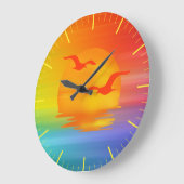 Grande Horloge Ronde Arc en arc-en-ciel Couleur du mur (Angle)