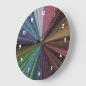 Grande Horloge Ronde Arc-en-ciel en terre rayé (Angle)
