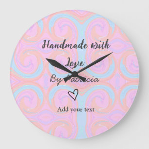 Grande Horloge Ronde Arc-en-ciel scintillant fait main avec amour ajout