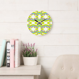 Grande Horloge Ronde Arche Abstraite Noah vert pourpre bleu