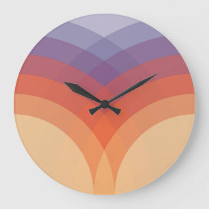 Grande Horloge Ronde Arches pastel violettes, orange et bleues