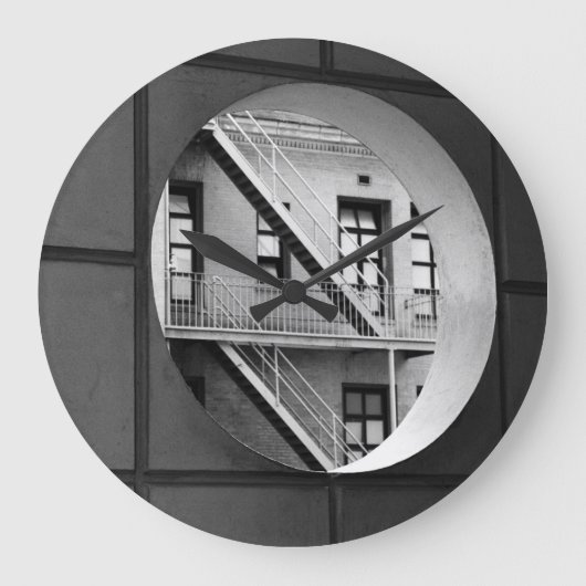 Grande Horloge Ronde Architecture Circle & Lignes Photo noir et blanc (Recto)