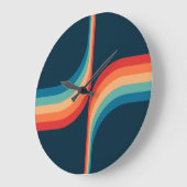 Grande Horloge Ronde Arcs colorés de style rétro (Angle)