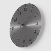 Grande Horloge Ronde Argent brossé métallique (Angle)