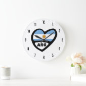 Grande Horloge Ronde Argentine Code Pays ARG Drapeau Coeur (Maison)