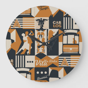 Grande Horloge Ronde Argentine : Illustration Ethnique sans faille.