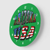 Grande Horloge Ronde Arizona Picture et USA Flag Text (Angle)