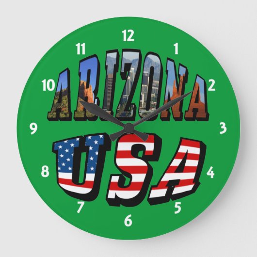 Grande Horloge Ronde Arizona Picture et USA Flag Text (Recto)
