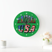 Grande Horloge Ronde Arizona Picture et USA Flag Text (Maison)