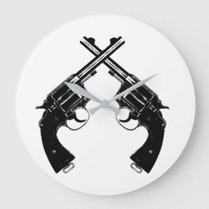 Grande Horloge Ronde Armes à feu vintages croisées de //de revolvers