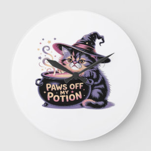 Grande Horloge Ronde Arrêtez de toucher à ma potion, sorcière chat kawa