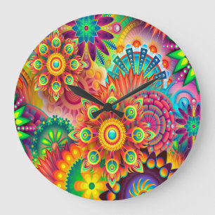 Grande Horloge Ronde Arrière - plan abstrait coloré