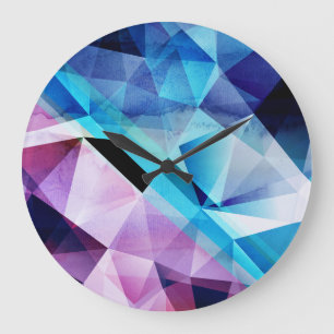 Grande Horloge Ronde Arrière - plan Abstrait géométrique aquarelle
