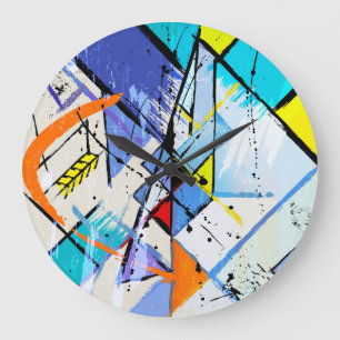 Grande Horloge Ronde arrière - plan Abstrait, lignes géométriques, écla