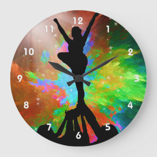 Grande Horloge Ronde Arrière - plan de Colorburst avec des majorettes