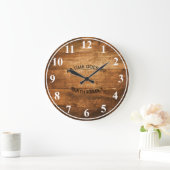 Grande Horloge Ronde Arrière - plan en bois avec numéros standard verti (Maison)