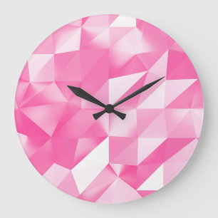 Grande Horloge Ronde Arrière - plan en polygone rose : rendu 3D abstrai