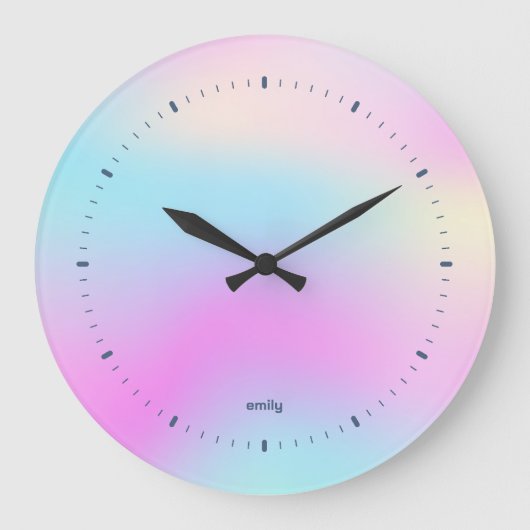 Grande Horloge Ronde Arrière - plan holographique irisé coloré (Recto)