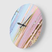 Grande Horloge Ronde Arrière - plan rose texturé (Angle)