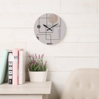 Grande Horloge Ronde Arrondi acrylique à motif géométrique Boho de 10,7