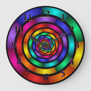 Grande Horloge Ronde Arrondi et psychédélique coloré Art moderne fracta
