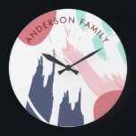 Grande Horloge Ronde Art Abstrait moderne<br><div class="desc">Brosse complexe et aquarelle dans une affiche. Parfait accent pour les maisons.</div>