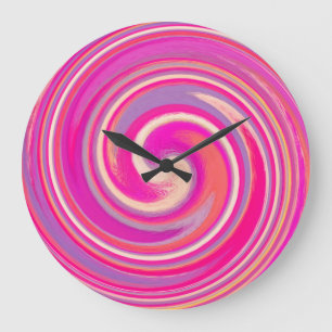 Grande Horloge Ronde Art Abstrait Moderne Swirl #28