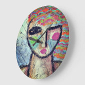 Grande Horloge Ronde Art Abstrait original (Angle)