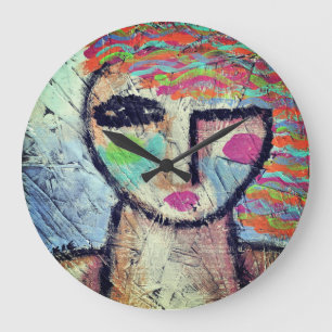 Grande Horloge Ronde Art Abstrait original