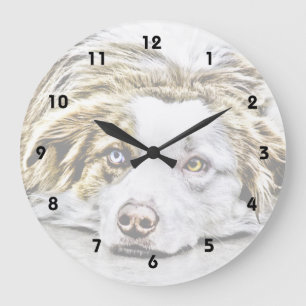 Grande Horloge Ronde Art australien de chien de berger