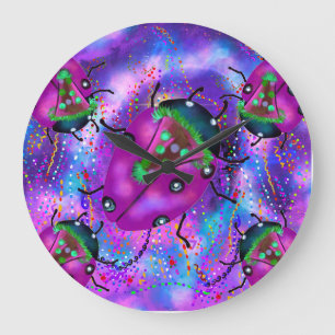 GRANDE HORLOGE RONDE ART COCCINELLE
