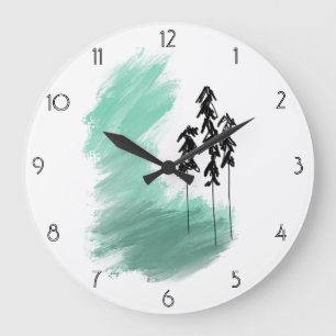 Grande Horloge Ronde art de l'arbre vert scandinave simple moderne ment