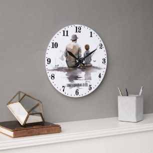 Grande Horloge Ronde art de mots Cool pêche Papa