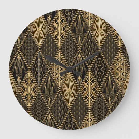 Grande Horloge Ronde Art Déco Black Gold Elegance (Recto)