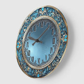 Grande Horloge Ronde Art Deco Blue (Angle)