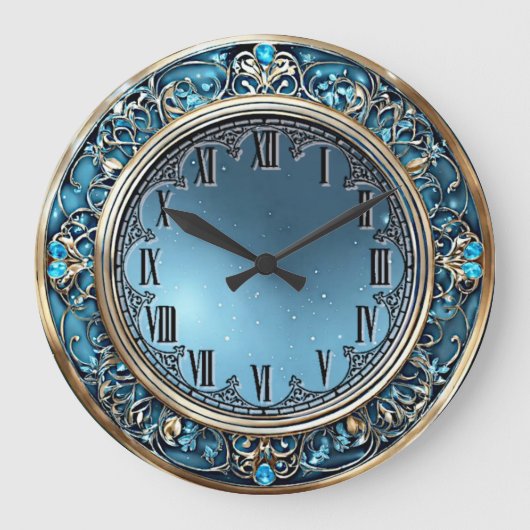 Grande Horloge Ronde Art Deco Blue (Recto)